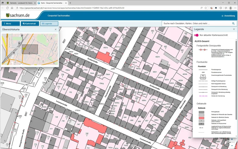 Screenshot Geoportal Sachsenatlas ALKIS