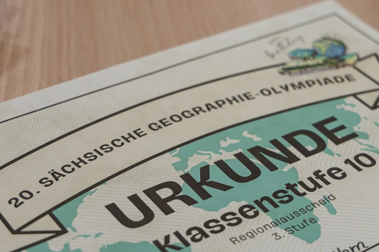 Urkunde der 20. Geogaphieolympiade