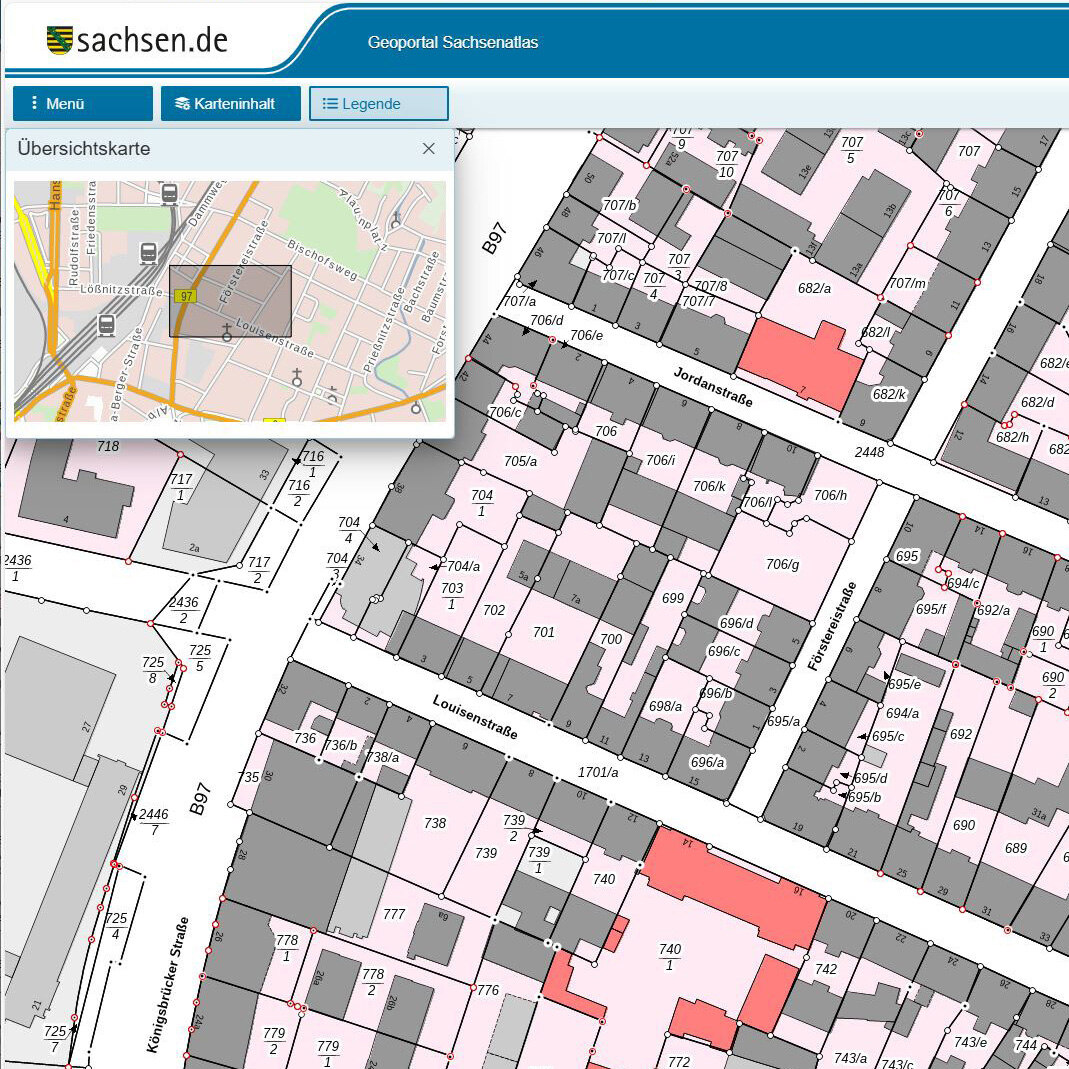 Screenshot Geoportal Sachsenatlas ALKIS
